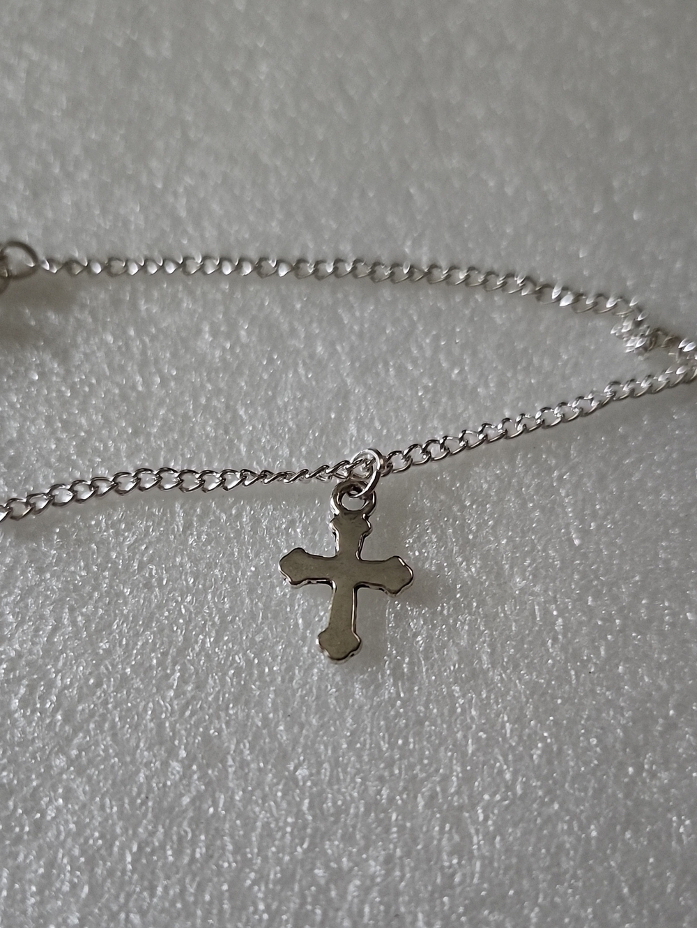 Hand Crafted Silver Tone Cross Bracelet / Anklet